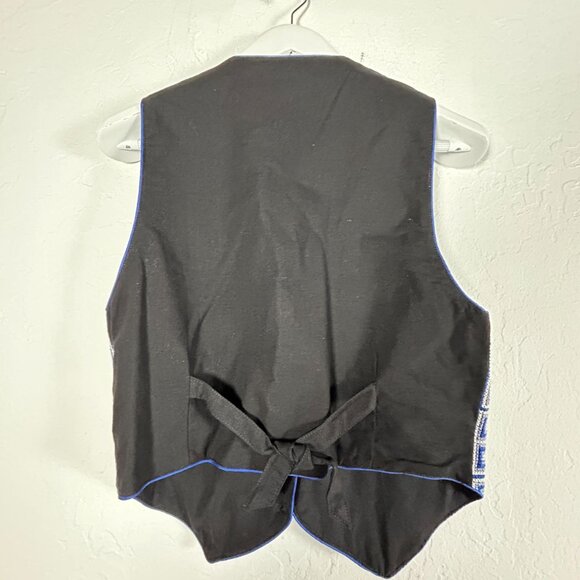 Cost Plus World Market Womens Blue Black Geometric Pattern Cotton Vest Size S/M - Picture 2 of 10